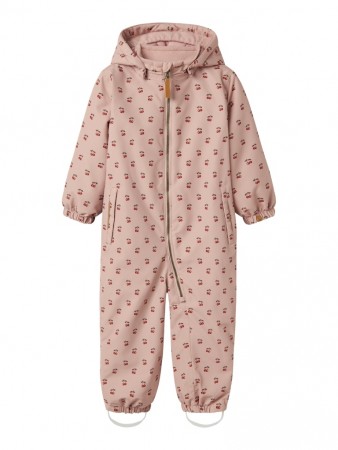 Lasnow10 snowsuit, misty rose/cherry, Lil Atelier