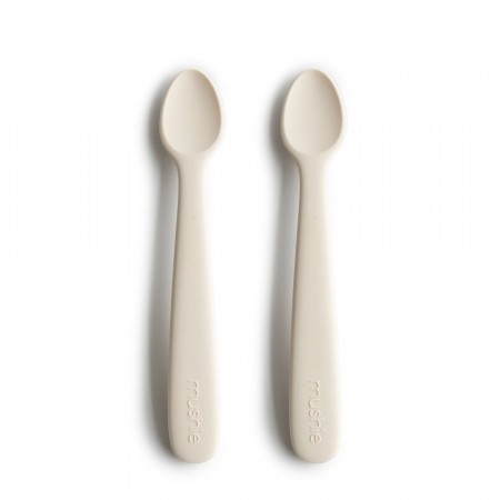 Silicone feeding spoons 2-pack, ivory, Mushie