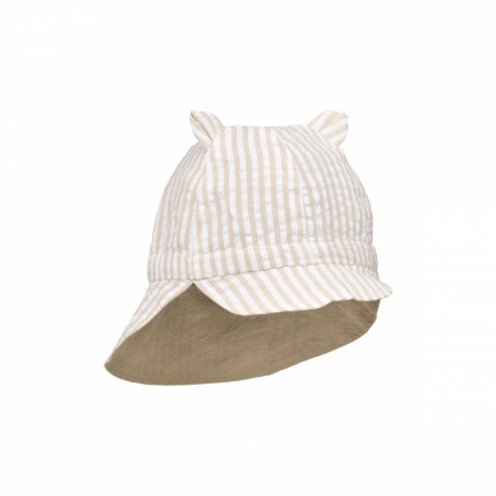 Gorm reversible sun hat, y/d stripe sandy/white, Liewood