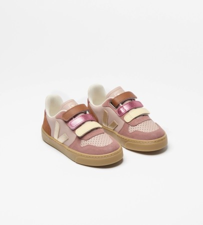 Veja small v-10 leather junior, babe platine