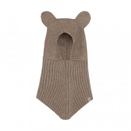 Balaclava ears wool knit, savannah melange, Huttelihut