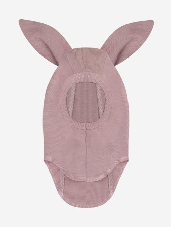 Balaclava ears wool rib, woodrose, Huttelihut