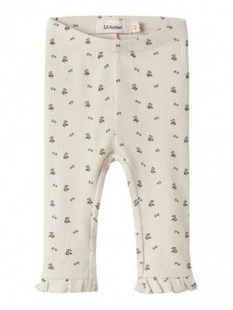 Lago slim leggings baby, turtledove/blue flower, Lil Atelier