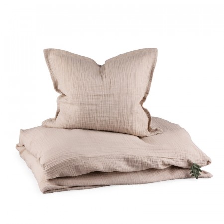 Muslin bed linen junior, seabreeze beige, Sebra