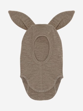 Balaclava ears wool rib, savannah melange, Huttelihut